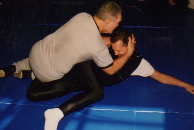 Tim Geoghegan und Allen Pittman beim gemeinsamen Training auf der Ringermatte